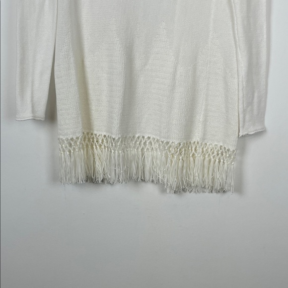 Lilly Pulitzer Tatum Long Sleeve White Women's XS Cardigan Sweater with Fringe - Picture 6 of 9